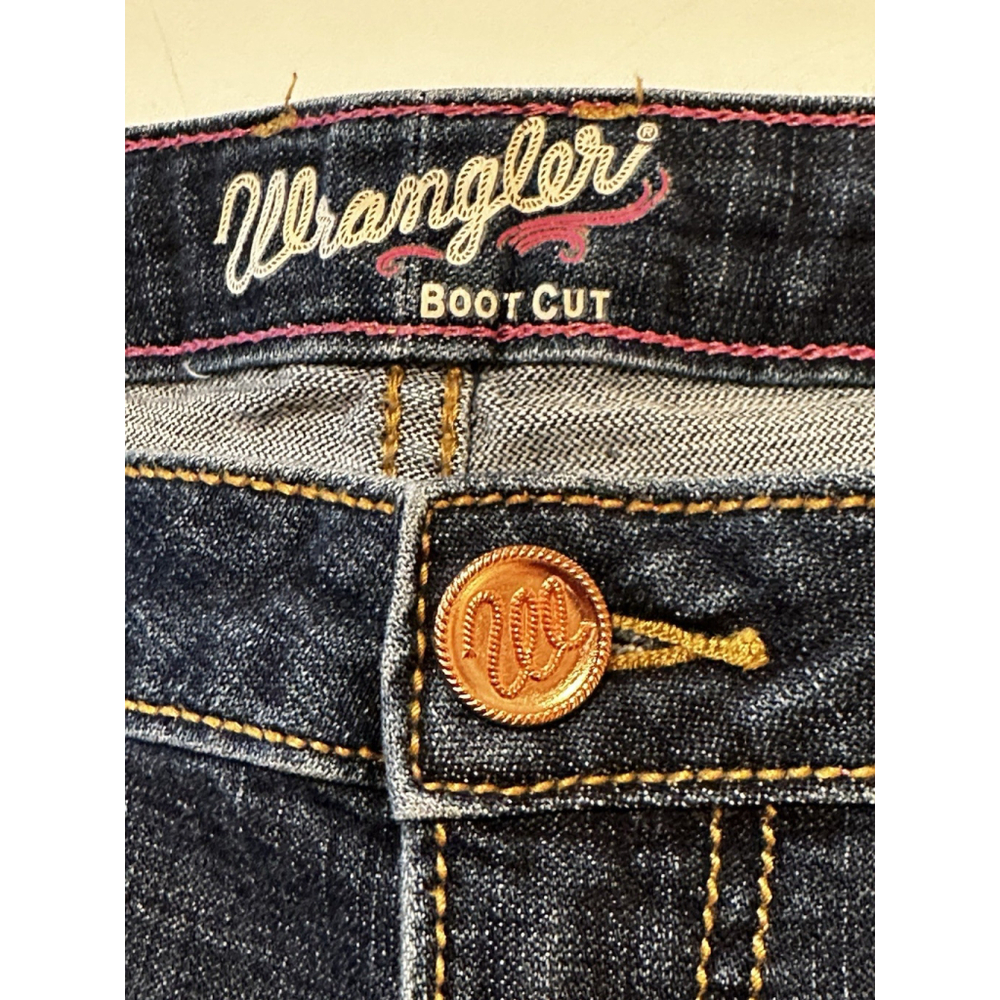 Wrangler Bootcut Jeans Raw Hem Womens 15/16 X 34 Mid-Rise Zip Distressed Denim - Picture 14 of 16